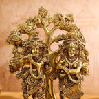Brass Standing Radha Krishna Idols With Tree (13.5 Inch) Vedansh Craft