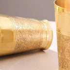 Brass Hand Carved Glass Pair Vedansh Craft