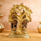 Brass Standing Radha Krishna Idols With Tree (13.5 Inch) Vedansh Craft