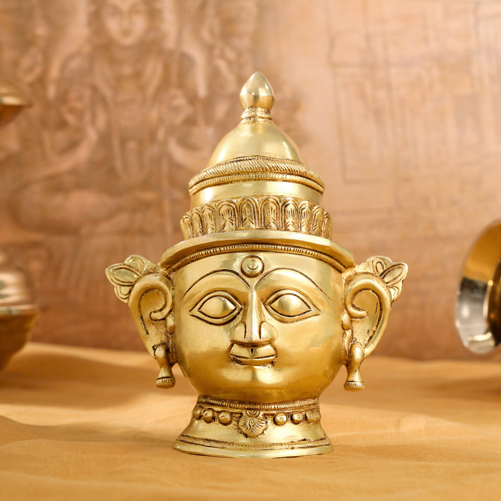 Brass Shiva And Parvati Head Statue (9 Inch) Vedansh Craft