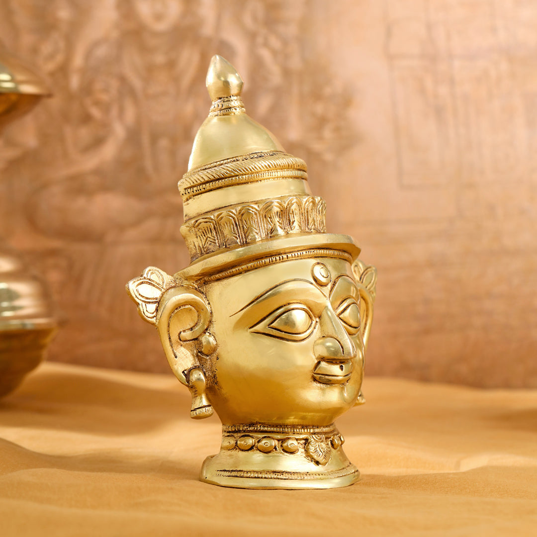 Brass Shiva And Parvati Head Statue (9 Inch) Vedansh Craft