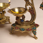 Brass Ethnic Peacock Diya With Hanging bell (8 Inch) Vedansh Craft