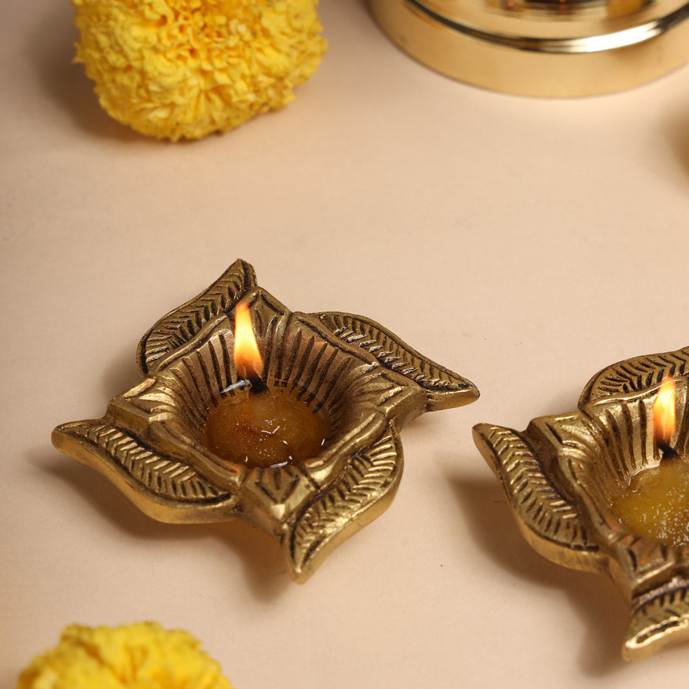 Brass Swastik Oil Diya Set (0.8 Inch) Vedansh Craft