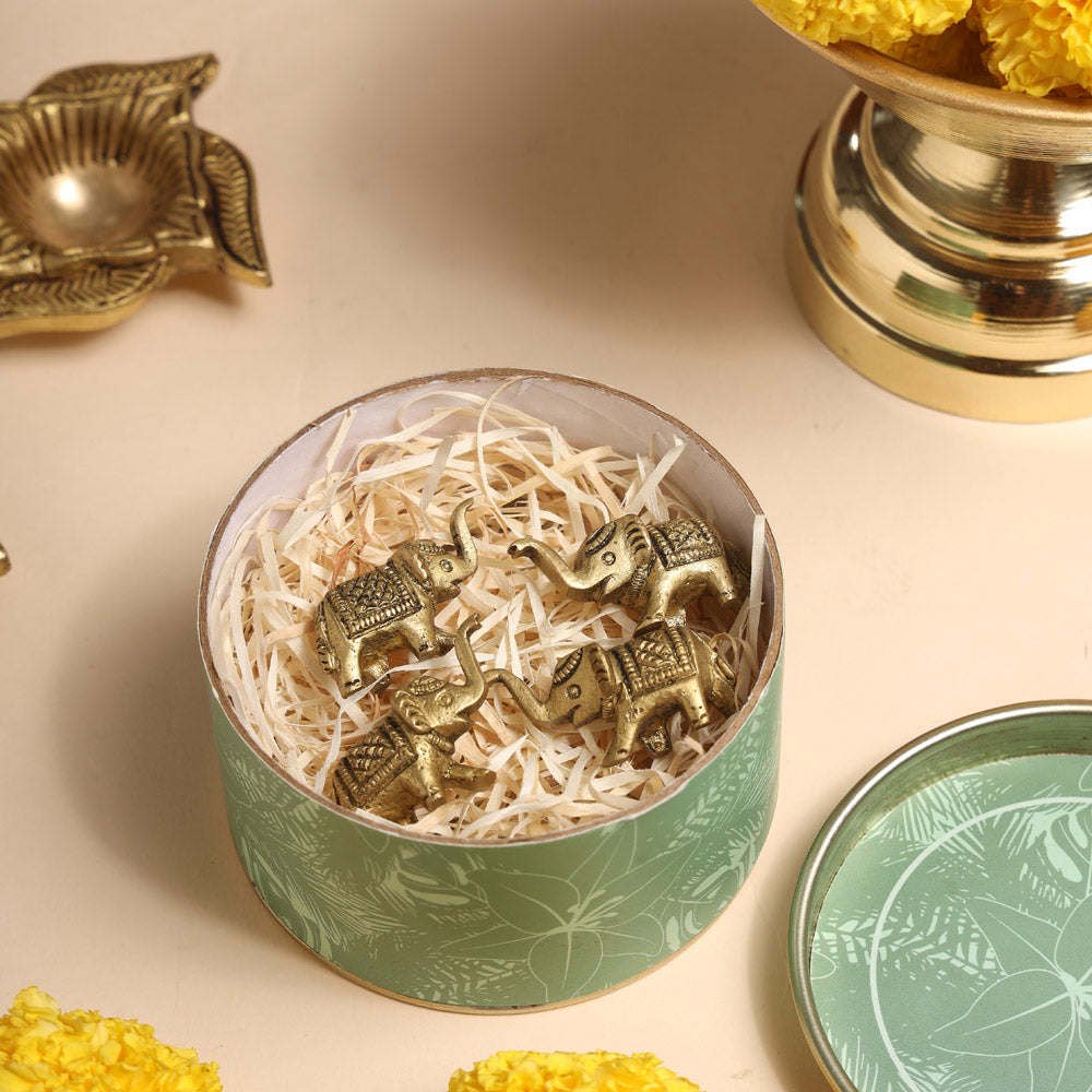Brass Elephant Statue Set With Gift Box/Hamper Vedansh Craft