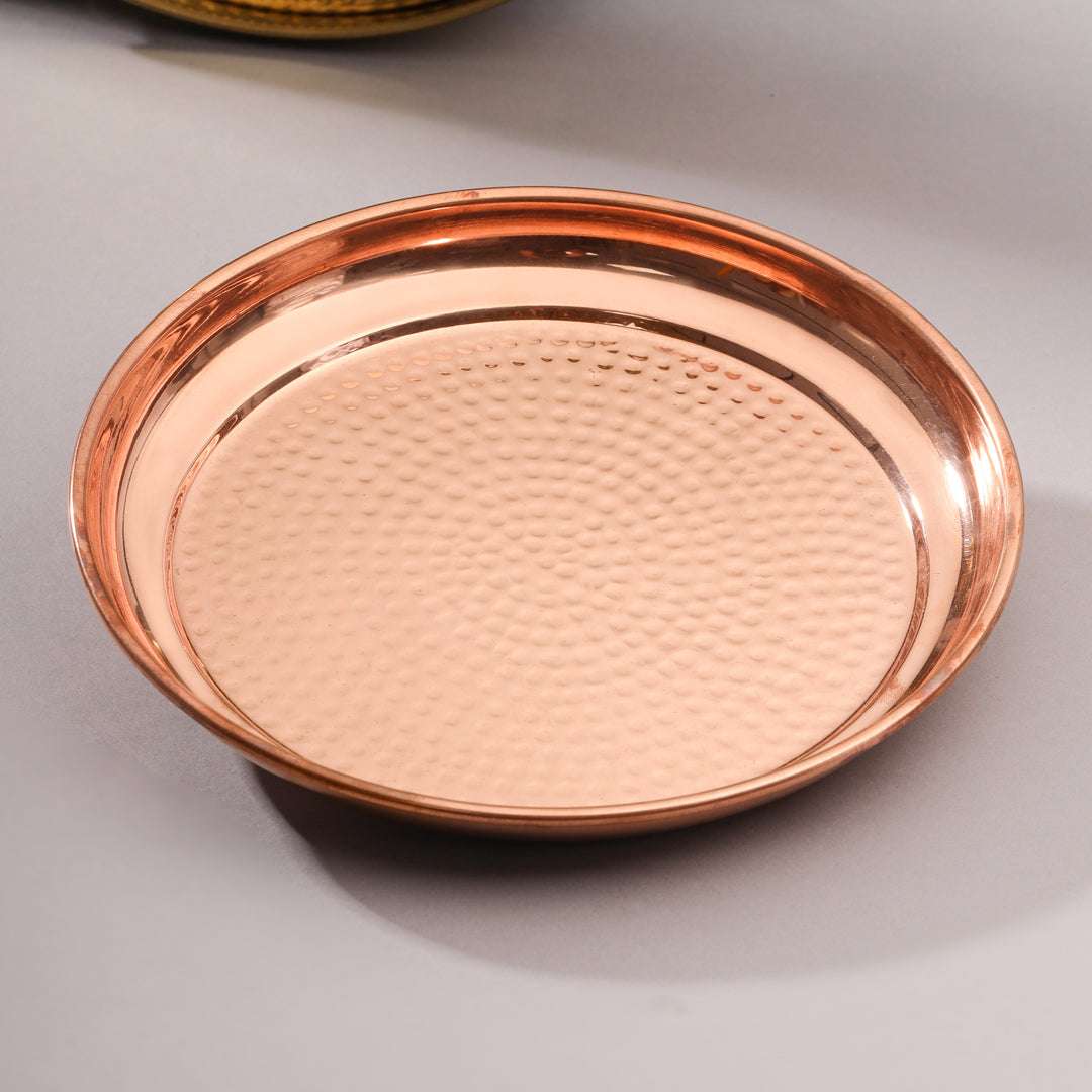 Copper Hammered Thali (10.5 Inch) Vedansh Craft