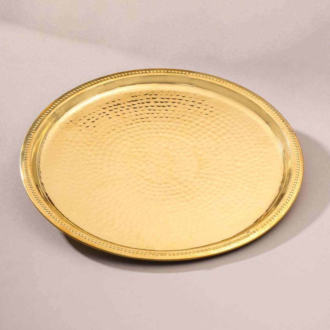 Brass Hammered Thali (12 Inch) Vedansh Craft
