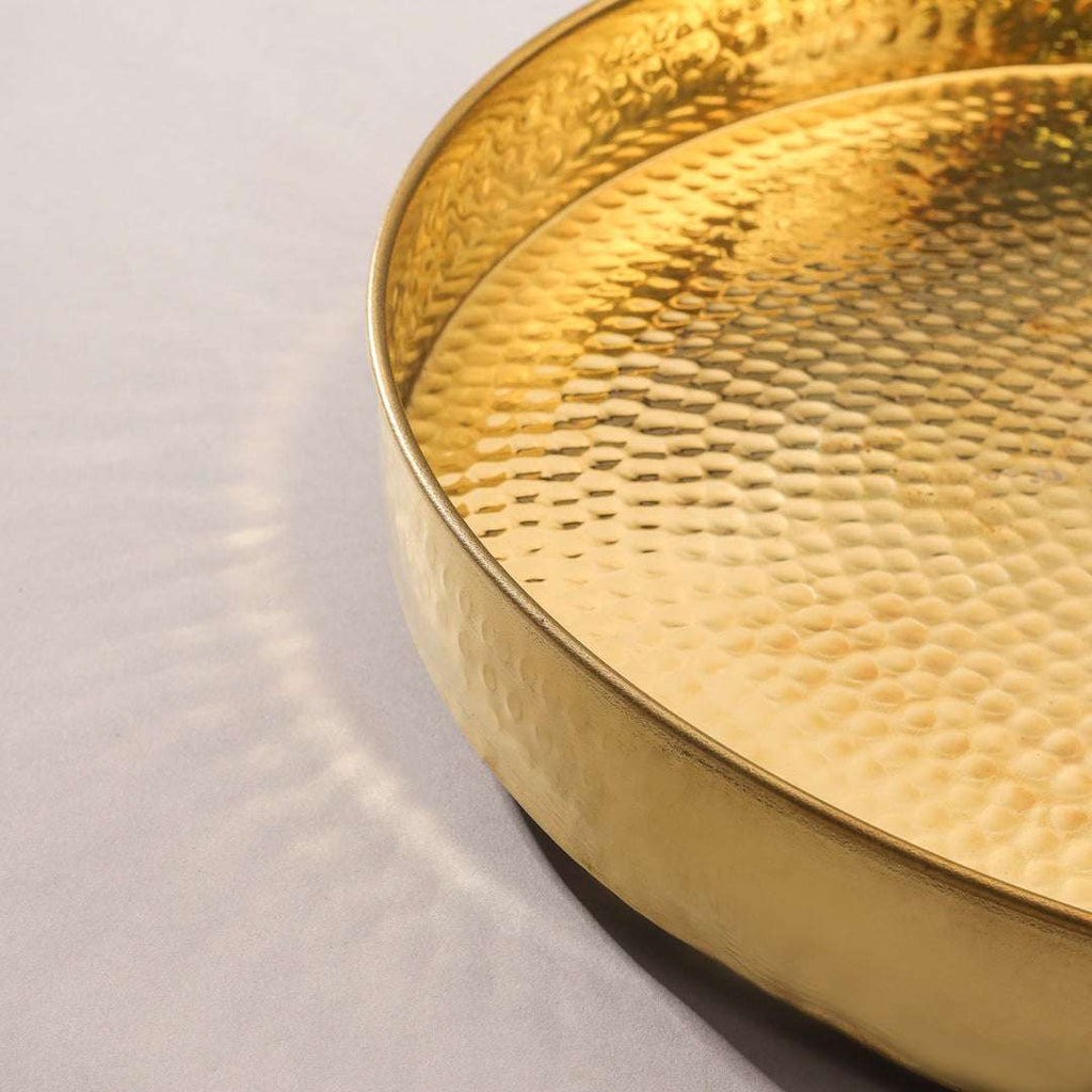 Brass Hammered Thali/Tray (14 Inch) Vedansh Craft