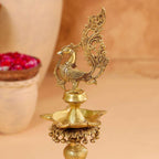 Brass Peacock Diya On Dancing Elephant (30 Inch) Vedansh Craft