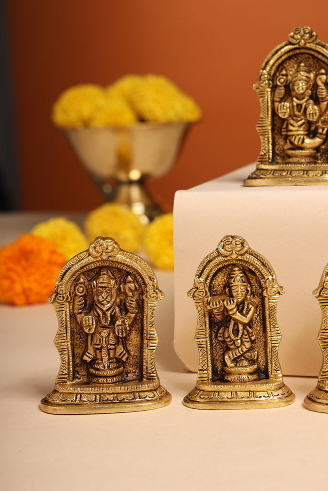 Brass Dashavatara /Vishnu Avatars Statue Set (3 Inch) Vedansh Craft