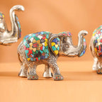 Metal Stone Work Standing Elephant Family Set Of Three Vedansh Craft