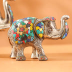 Metal Stone Work Standing Elephant Family Set Of Three Vedansh Craft
