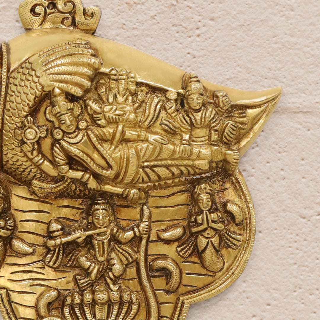 Brass Vishnu Lakshmi And Krishna Wall Hanging (9.5 Inch) Vedansh Craft