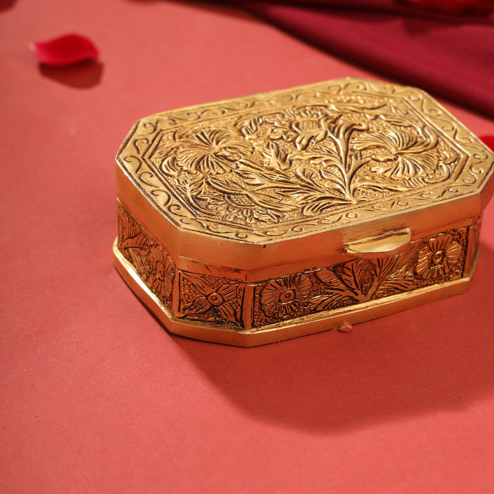 Brass Flower Kumkum Box (1.8 Inch) Vedansh Craft