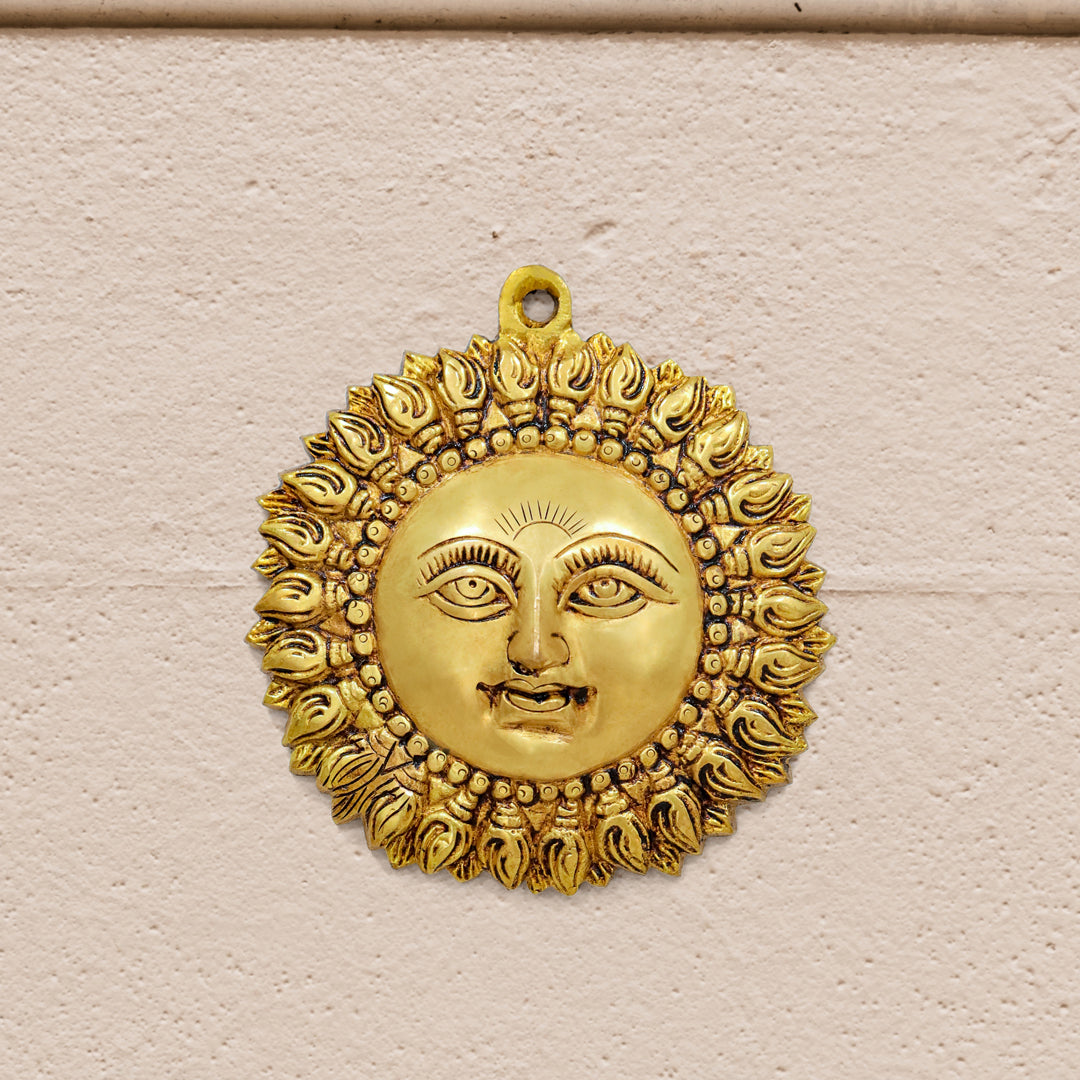 Brass Sun Face Wall Hanging (6.5 Inch) Vedansh Craft