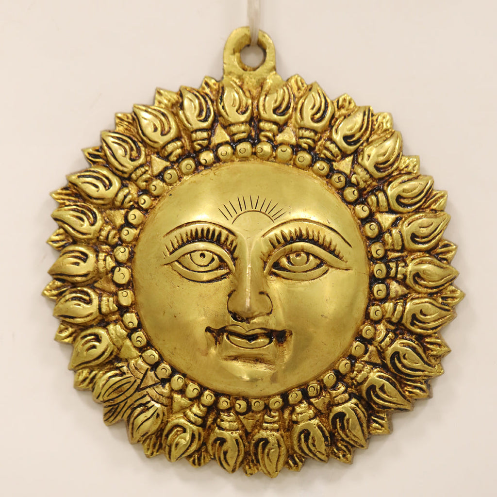 Brass Sun Face Wall Hanging (6.5 Inch) Vedansh Craft