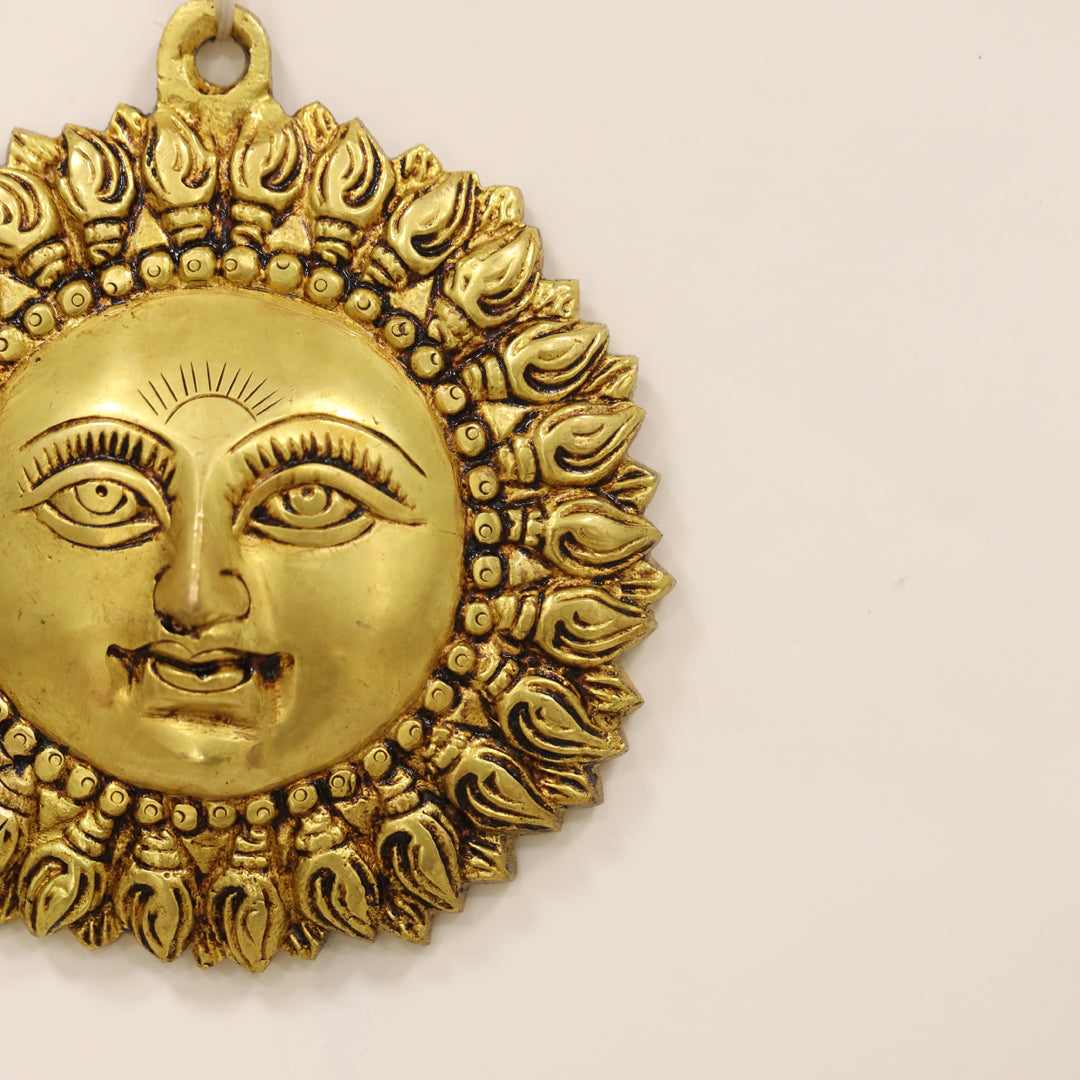 Brass Sun Face Wall Hanging (6.5 Inch) Vedansh Craft