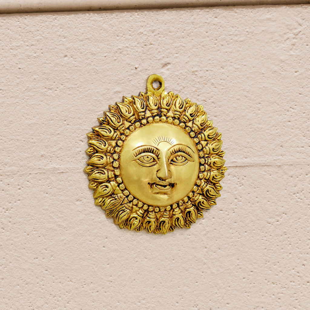 Brass Sun Face Wall Hanging (6.5 Inch) Vedansh Craft