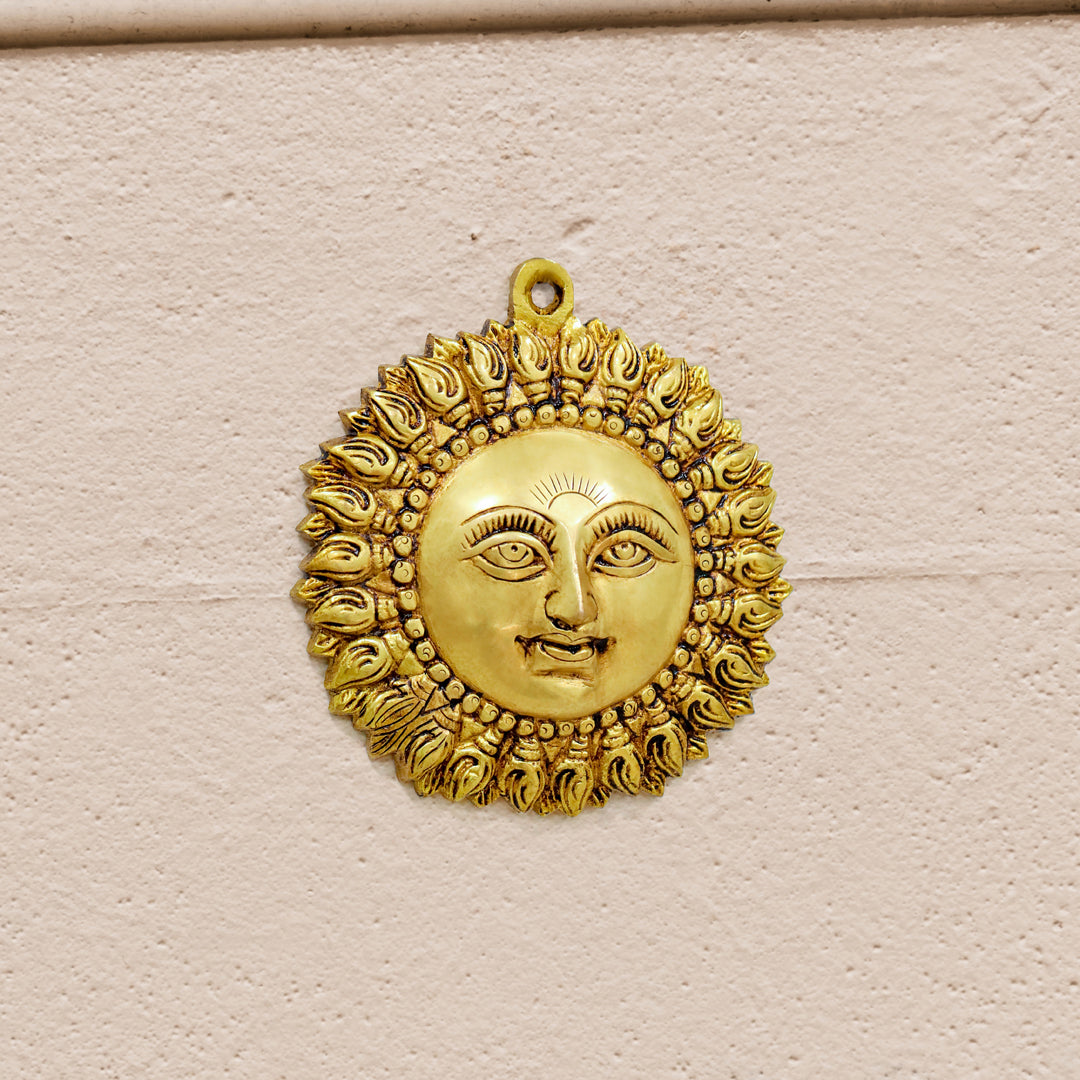 Brass Sun Face Wall Hanging (6.5 Inch) Vedansh Craft