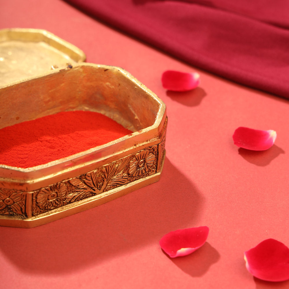 Brass Flower Kumkum Box (1.8 Inch) Vedansh Craft