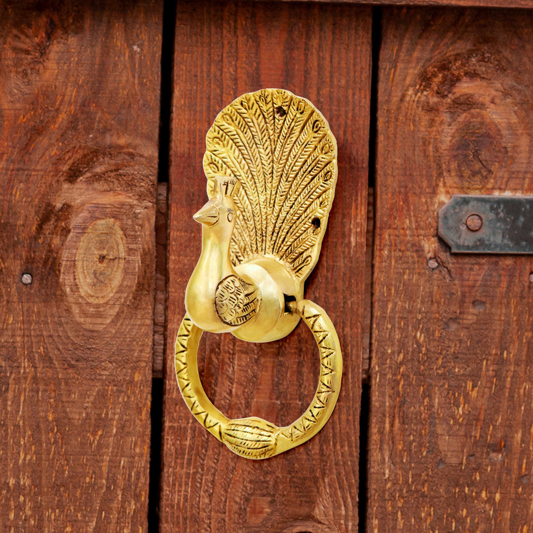 Brass Peacock Door Knocker (8 Inch) Vedansh Craft