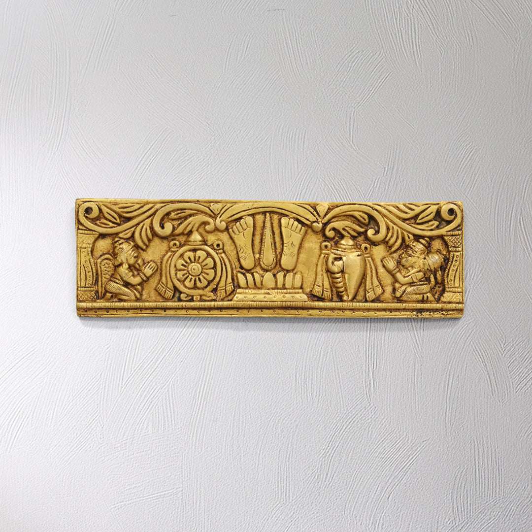 Divine Brass Wall Hanging – Shankh Chakra Namah with Hanuman & Garuda (9 Inch) Vedansh Craft