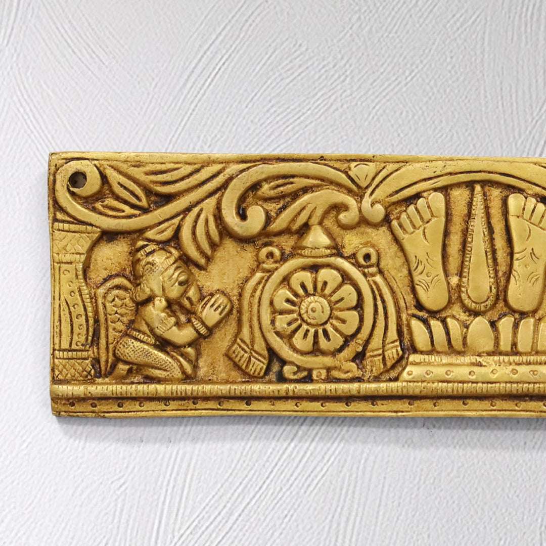 Divine Brass Wall Hanging – Shankh Chakra Namah with Hanuman & Garuda (9 Inch) Vedansh Craft