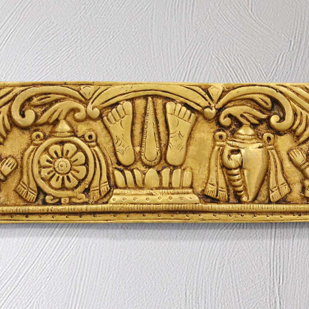 Divine Brass Wall Hanging – Shankh Chakra Namah with Hanuman & Garuda (9 Inch) Vedansh Craft