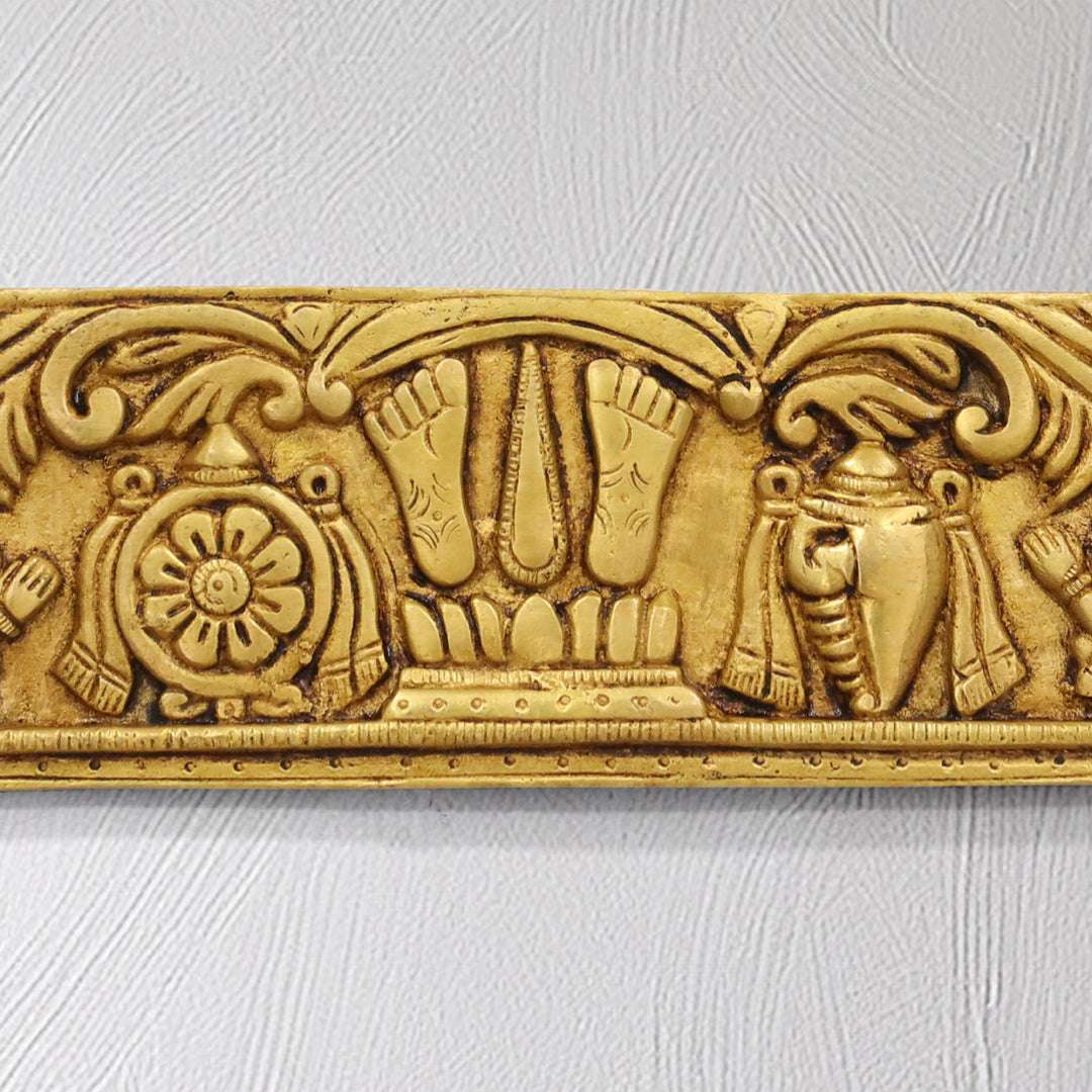Divine Brass Wall Hanging – Shankh Chakra Namah with Hanuman & Garuda (9 Inch) Vedansh Craft