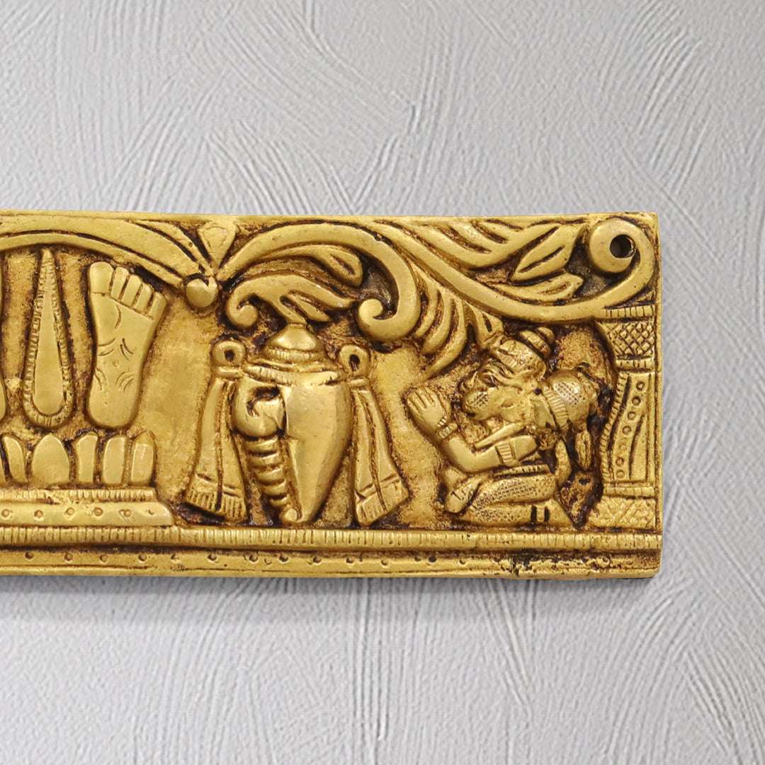 Divine Brass Wall Hanging – Shankh Chakra Namah with Hanuman & Garuda (9 Inch) Vedansh Craft