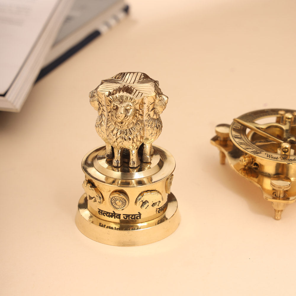 Brass Sundial Compass & Ashok Stambh Corporate Gift Hamper Vedansh Craft