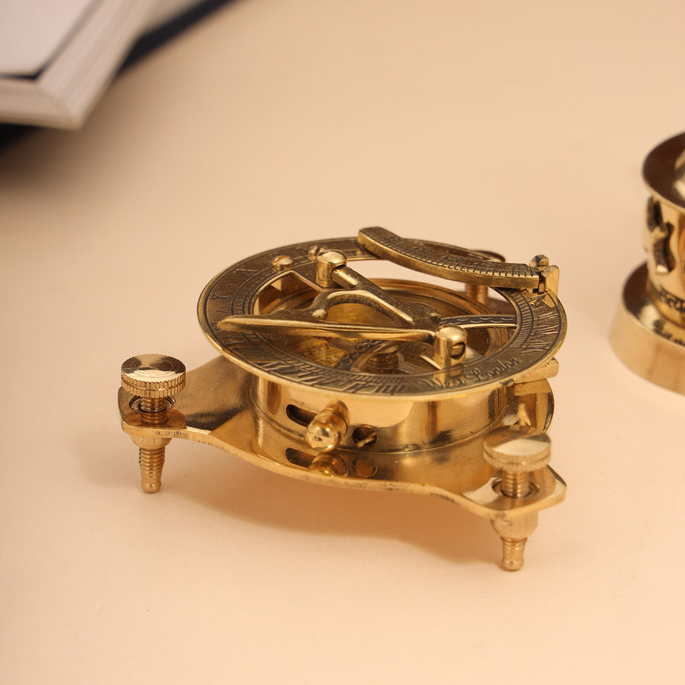 Brass Sundial Compass & Ashok Stambh Corporate Gift Hamper Vedansh Craft