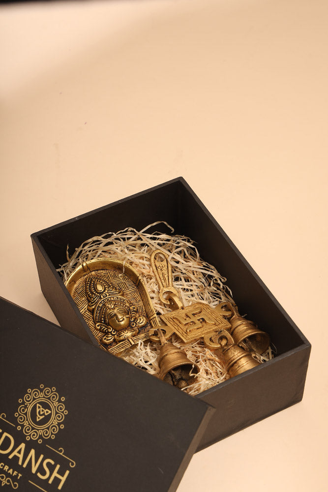 Brass Durga face & Swastik bell Festive Gift Hamper Vedansh Craft