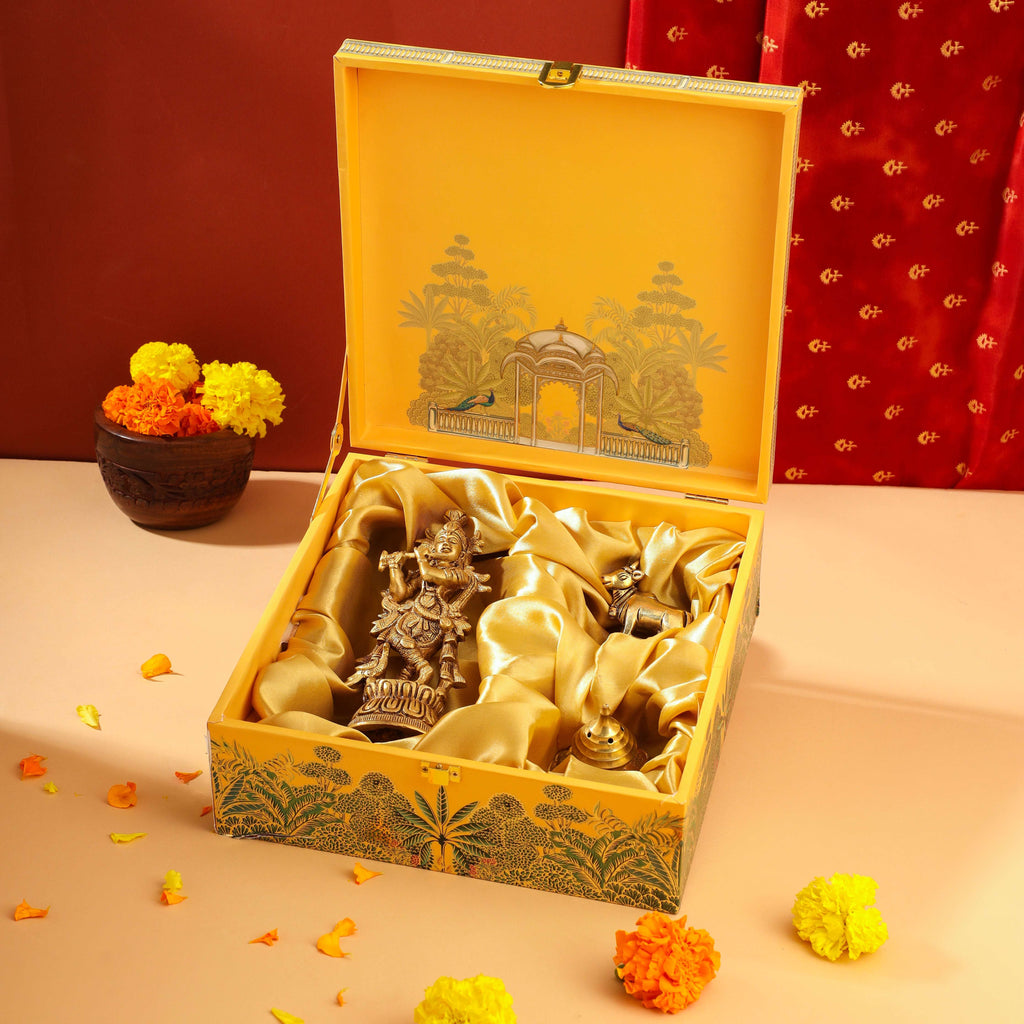 Brass Krishna With Cow Festive/Gift Hamper Vedansh Craft