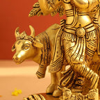 Brass Standing Krishna Idol With Cow And Tree (8.5 Inch) Vedansh Craft