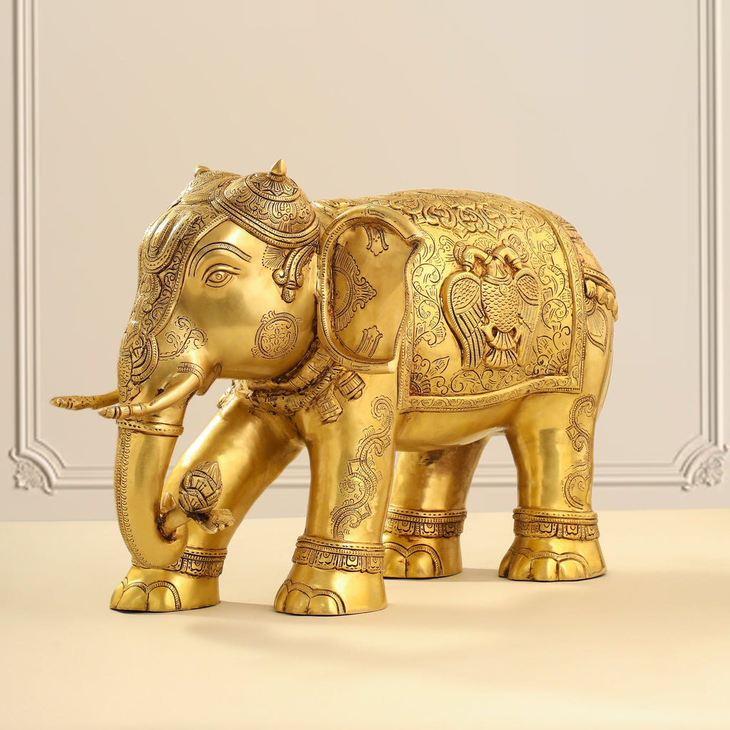 Brass Elephant Royal Statue (15 Inch) Vedansh Craft