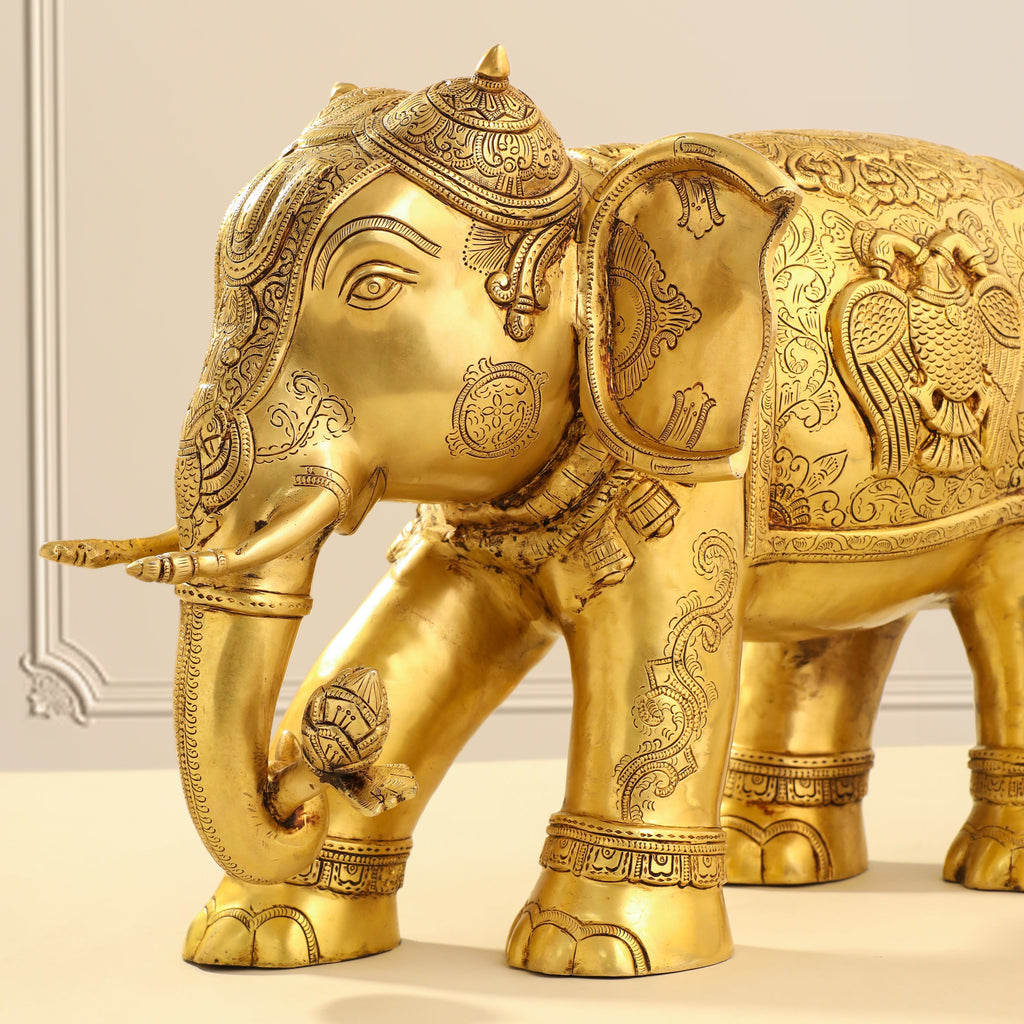 Brass Elephant Royal Statue (15 Inch) Vedansh Craft