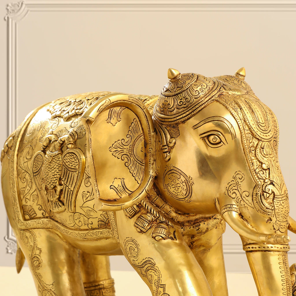 Brass Elephant Royal Statue (15 Inch) Vedansh Craft
