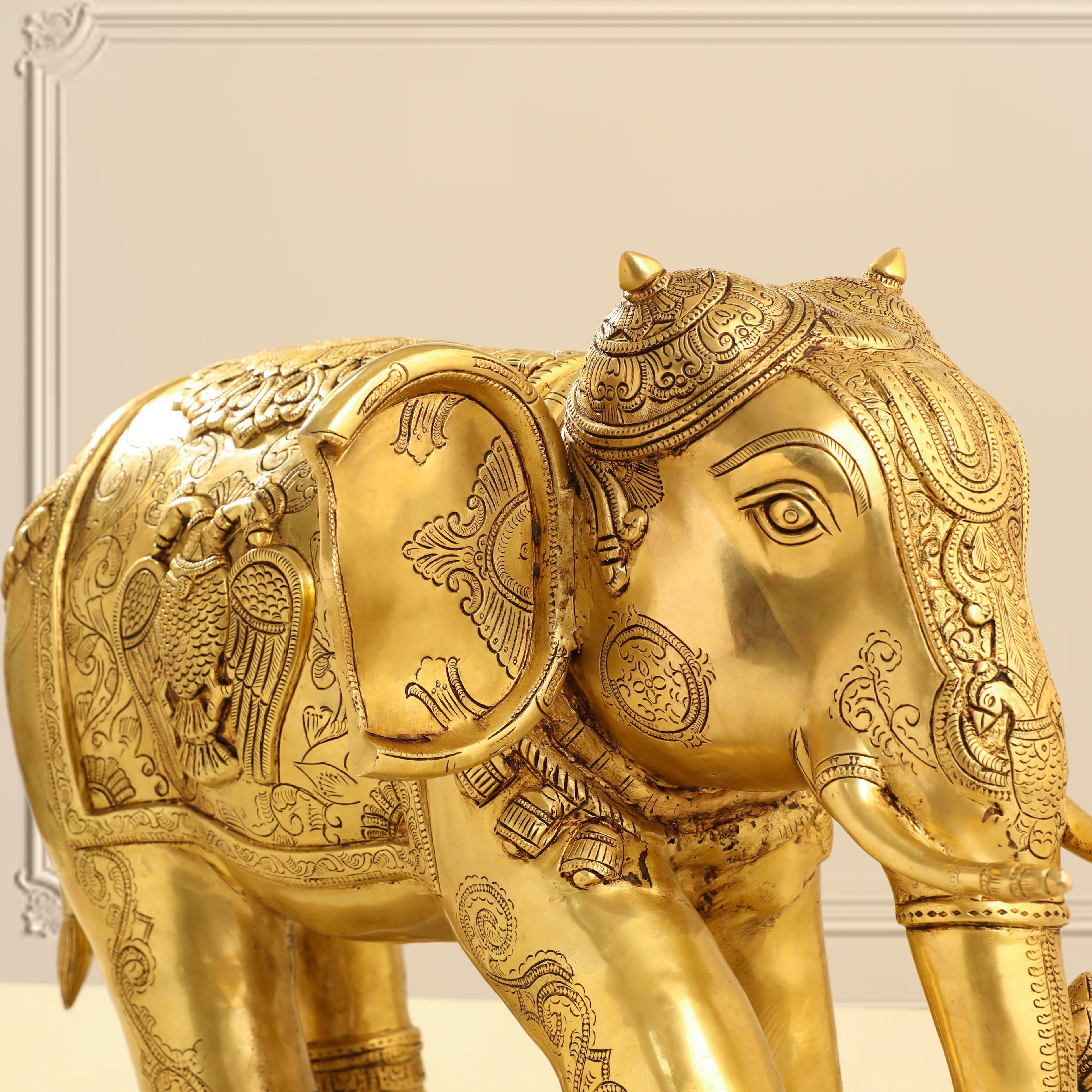 Brass Elephant Royal Statue (15 Inch) Vedansh Craft