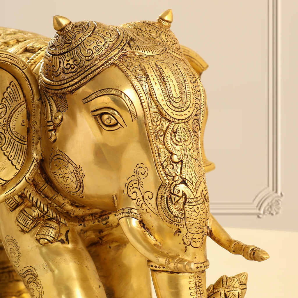 Brass Elephant Royal Statue (15 Inch) Vedansh Craft