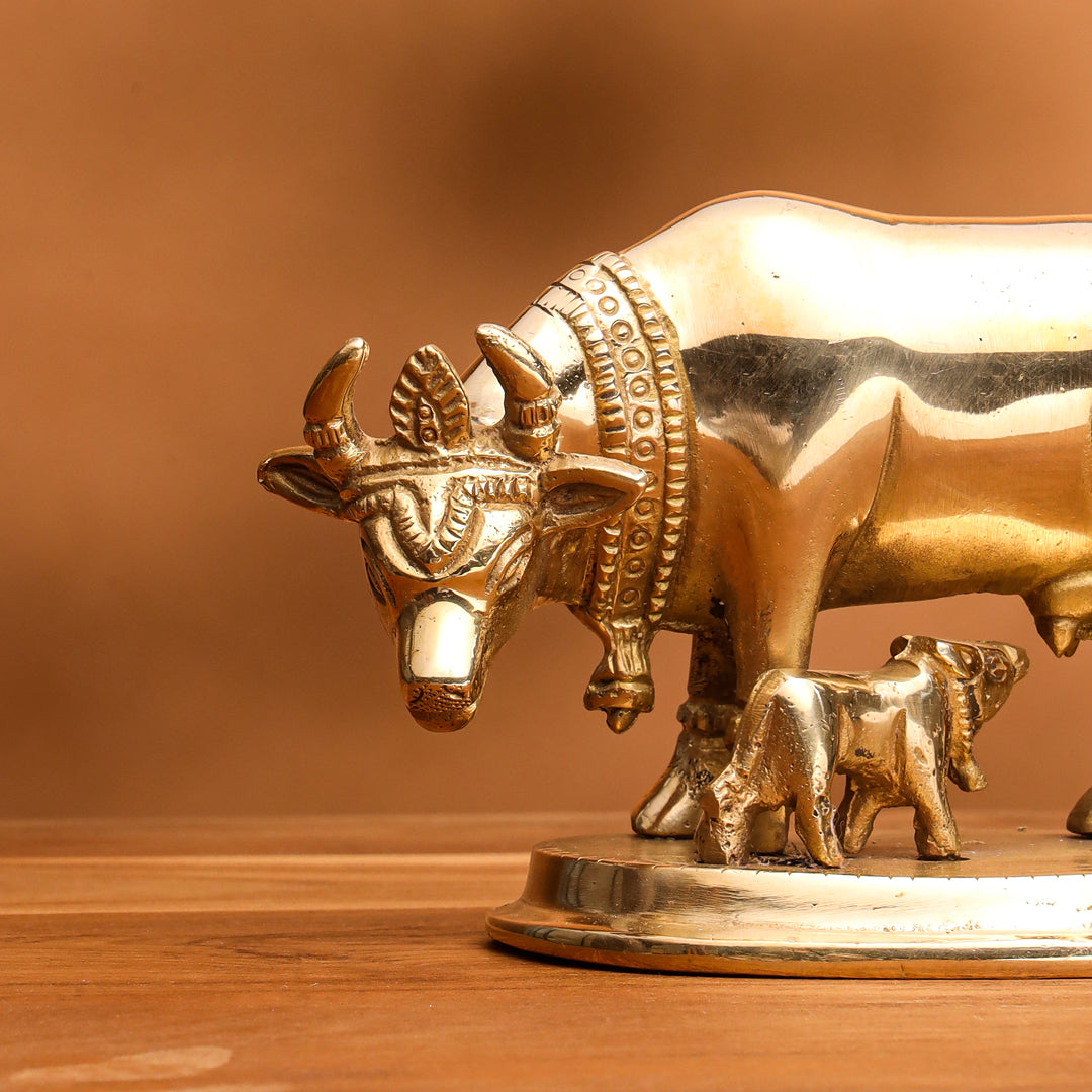 Brass Kamdhenu Cow With Calf Idol Vedansh Craft