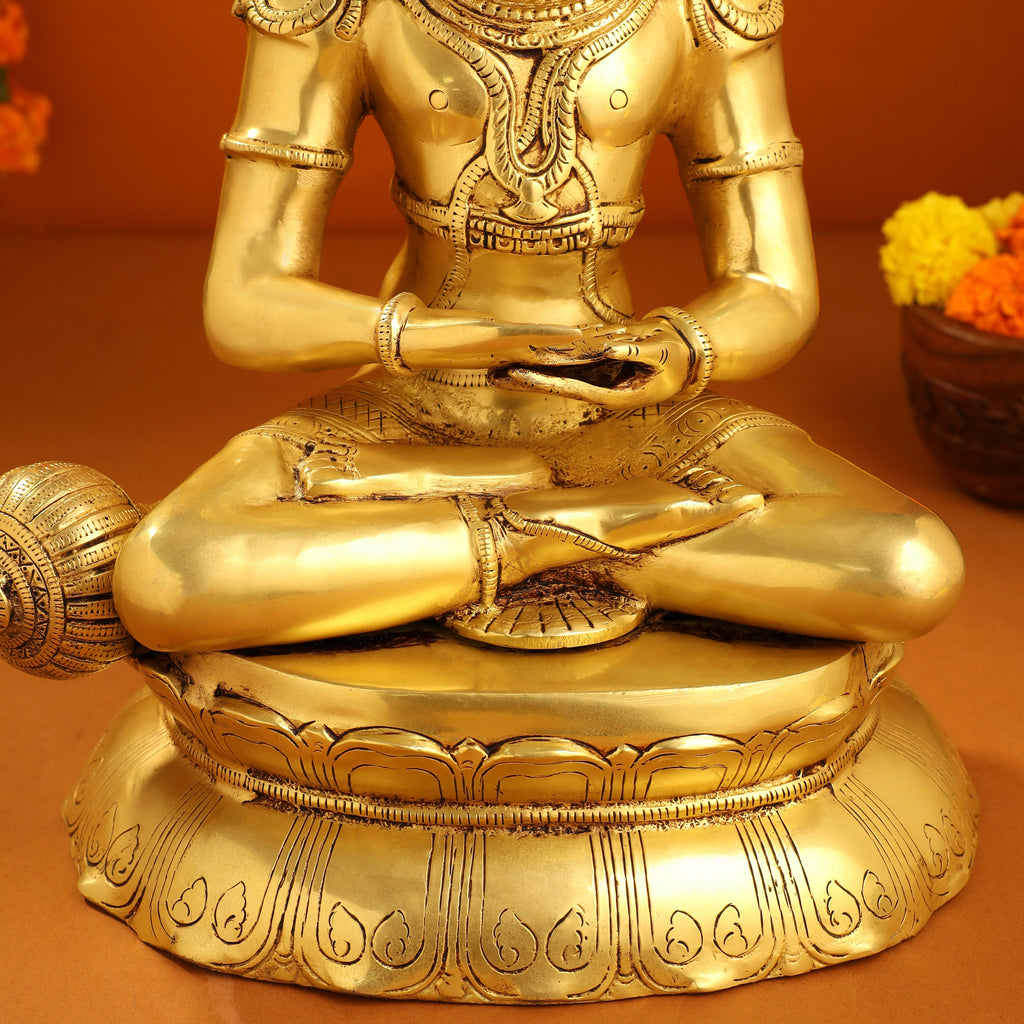 Brass Sitting Hanuman With Base Idol (16 Inch) Vedansh Craft