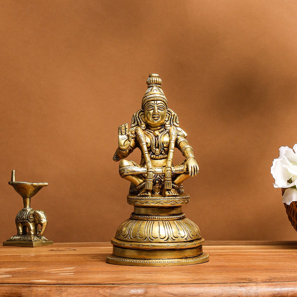 Brass Lord Ayyappa/Ayyappan Idol (8 Inch) Vedansh Craft