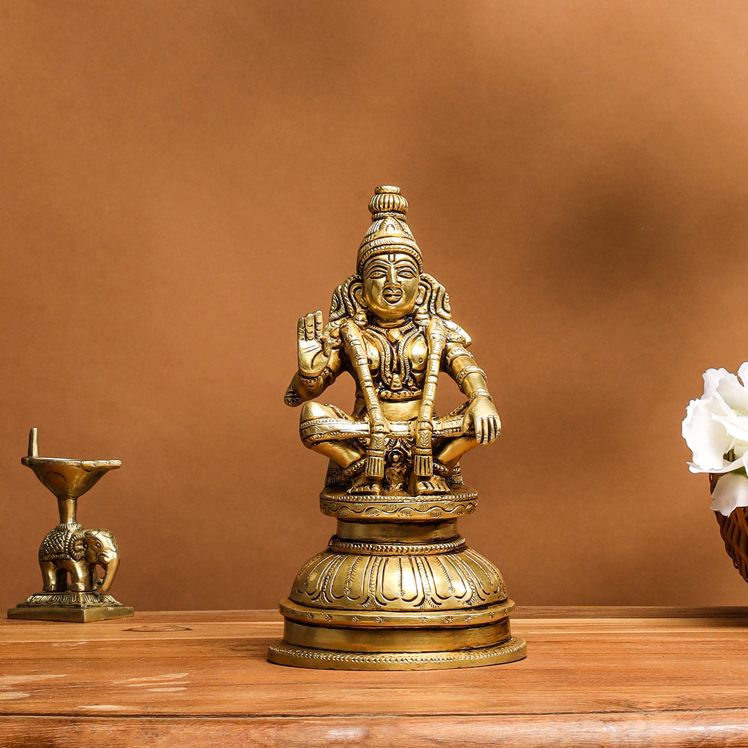 Brass Lord Ayyappa/Ayyappan Idol (8 Inch) Vedansh Craft
