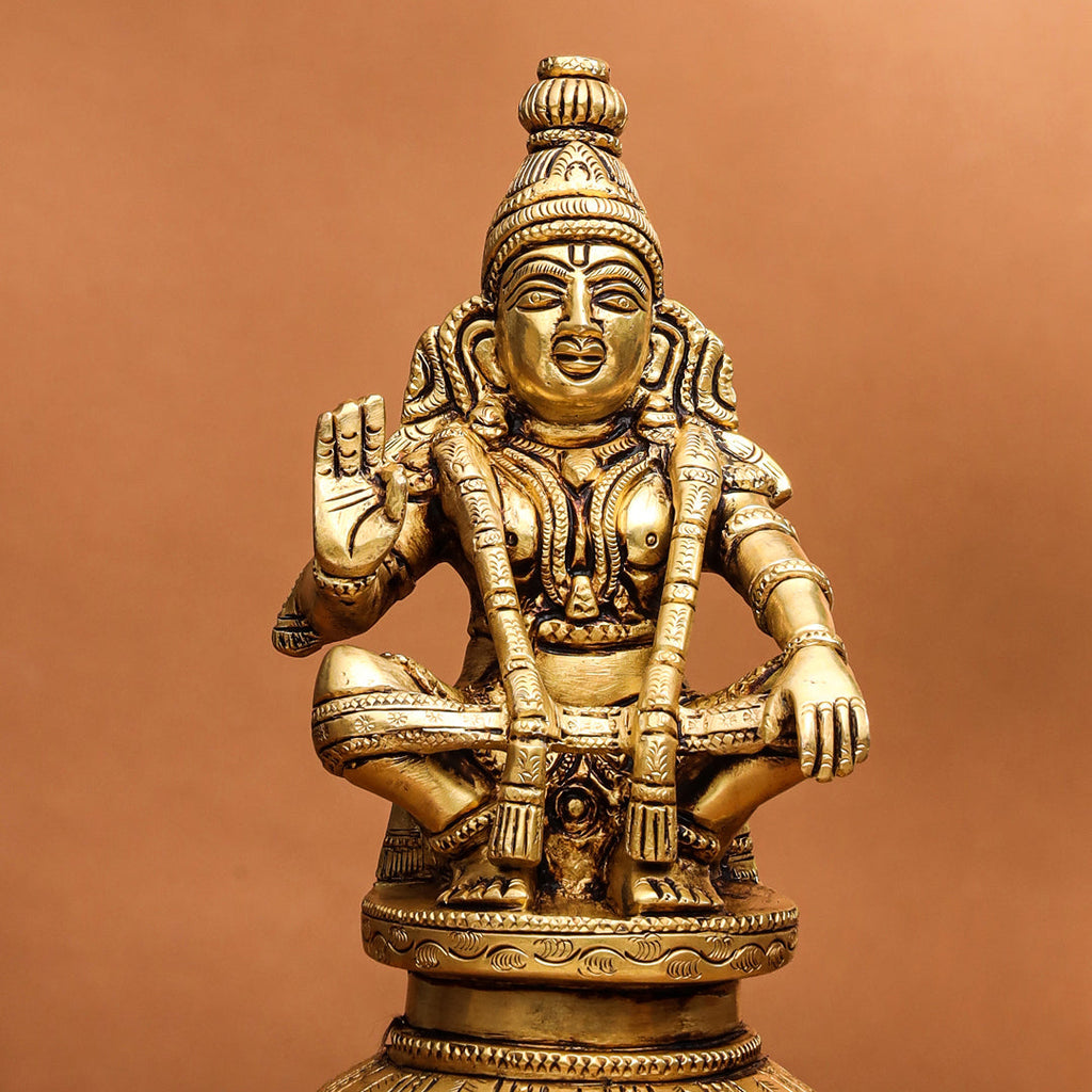 Brass Lord Ayyappa/Ayyappan Idol (8 Inch) Vedansh Craft
