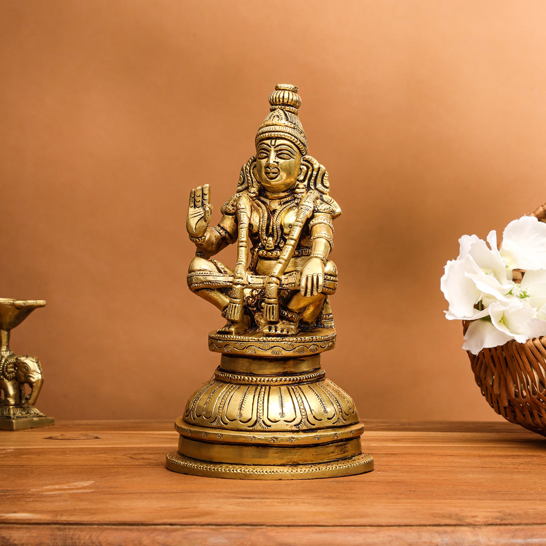 Brass Lord Ayyappa/Ayyappan Idol (8 Inch) Vedansh Craft