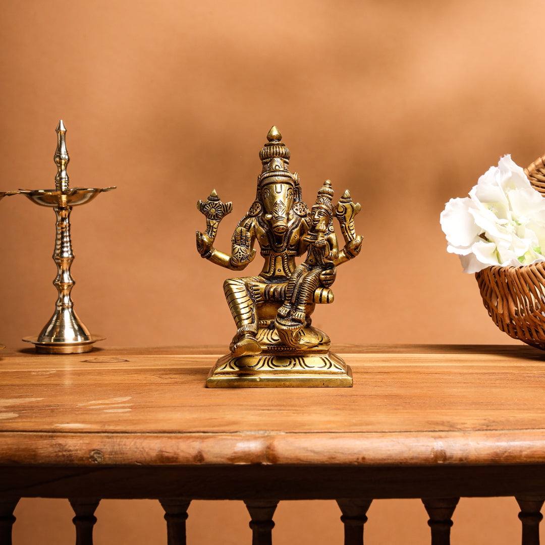 Brass Superfine Sitting Varaha Lakshmi Idol (6 Inch) Vedansh Craft
