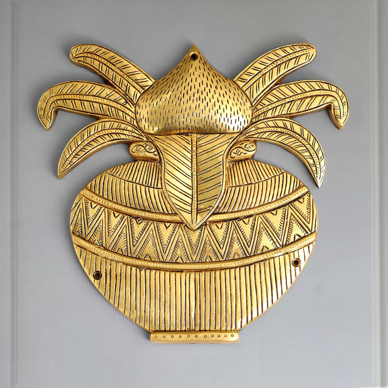 Brass Mangal Kalash Wall Hanging (9.5 Inch) Vedansh Craft