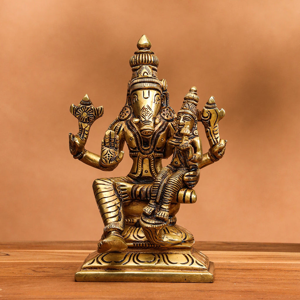 Brass Superfine Sitting Varaha Lakshmi Idol (6 Inch) Vedansh Craft