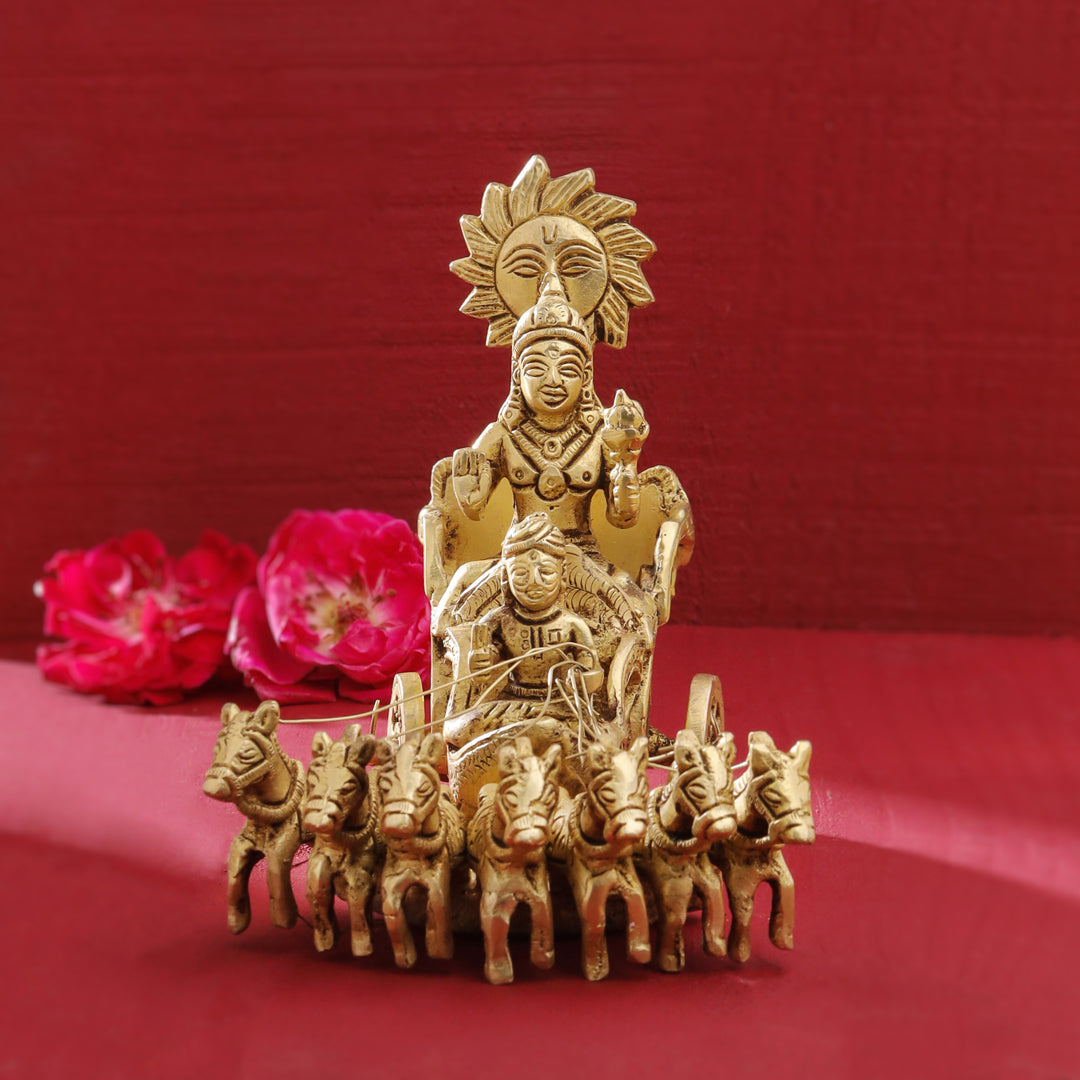 Brass Surya Rath Idol (5 Inch) Vedansh Craft