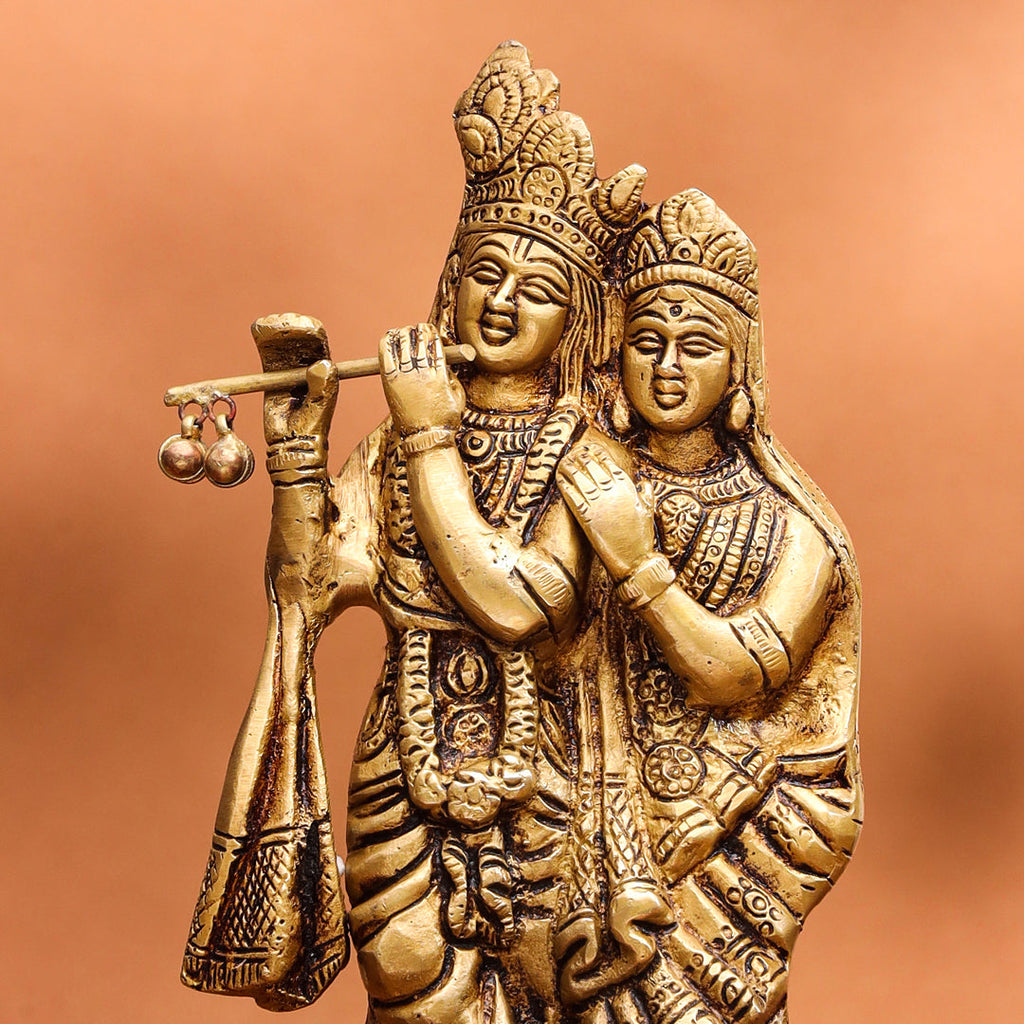 Brass Standing Radha Krishna Idol (8 Inch) Vedansh Craft